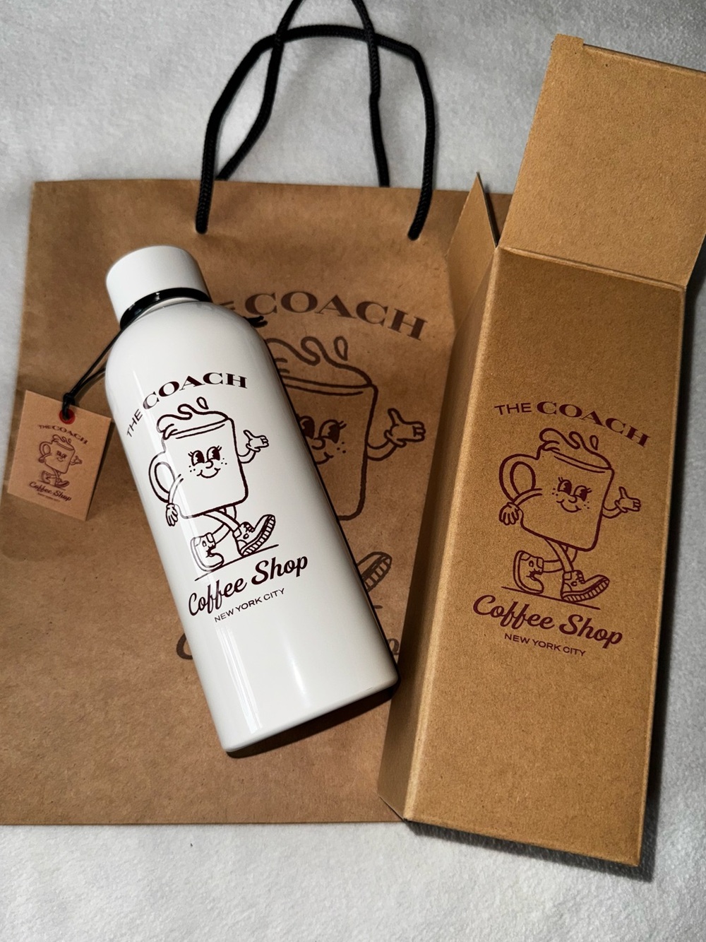 NEW! COACH Coffee Shop Lil Miss Jo Water Bottle, 500ml, Brand New in Box NWT!